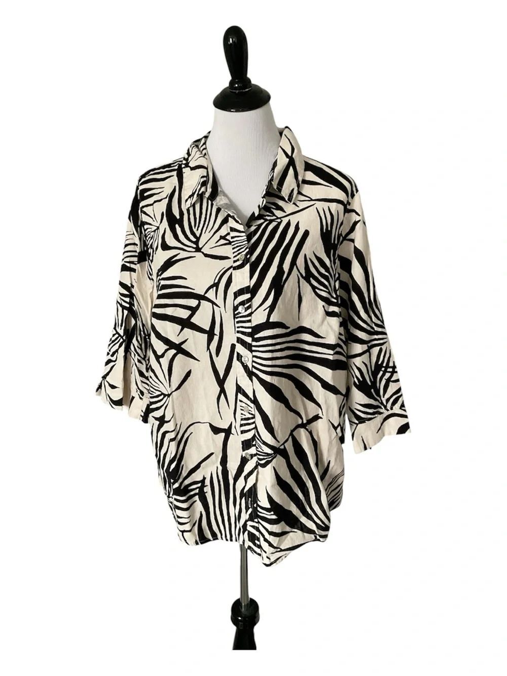Rachel Zoe Palm Leaf Print Button-Down Shirt size 2X